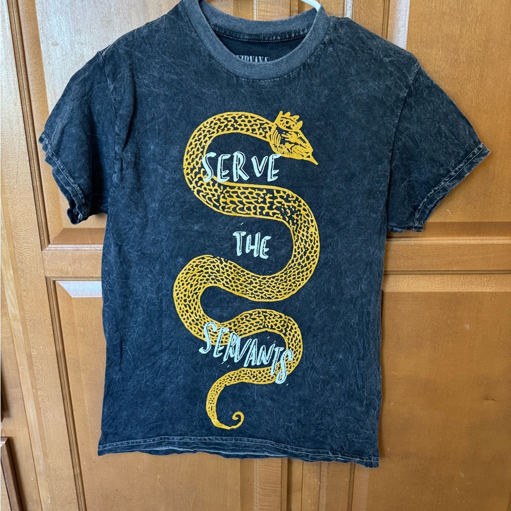 NIRVANA Serve the Servants Charcoal Acid Washed Women’s Tee S Snake Kurt Cobain